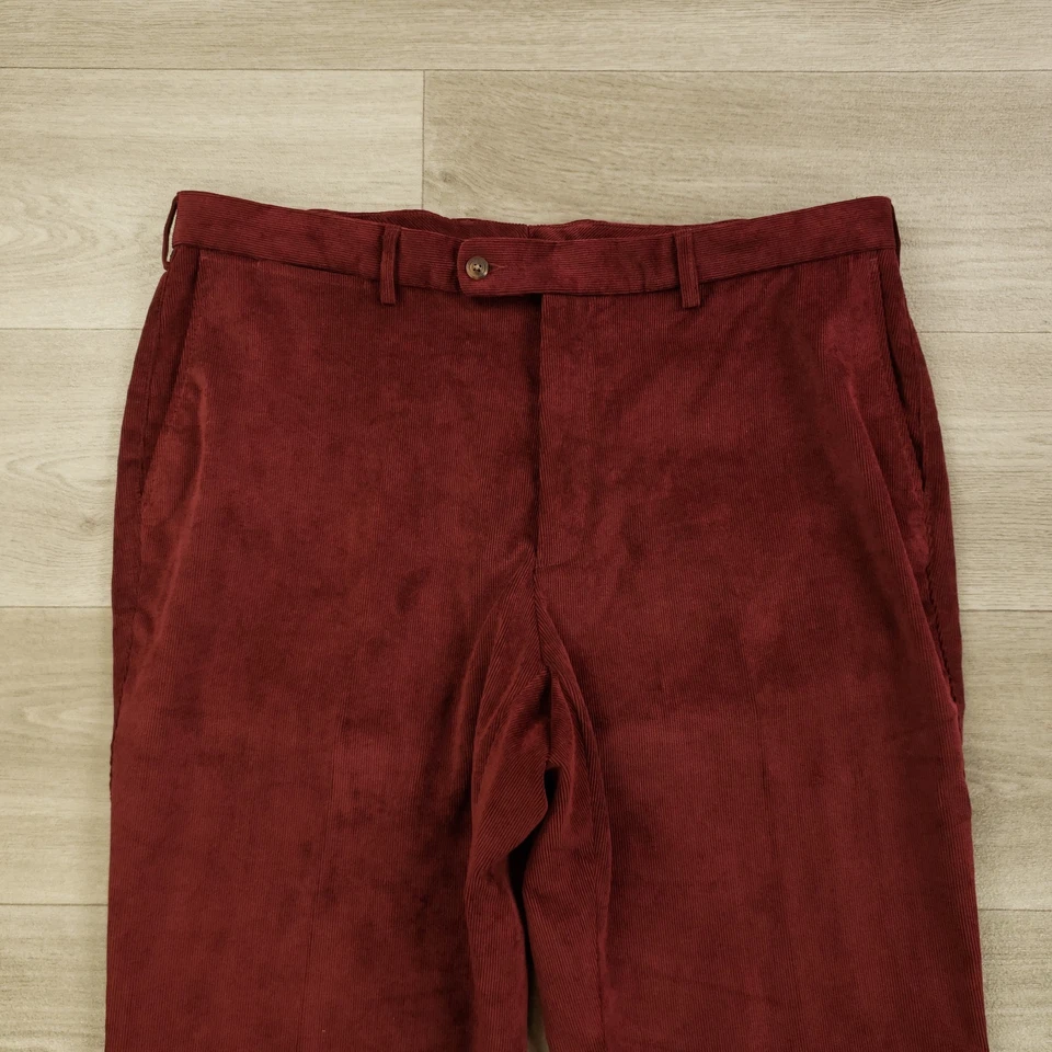 Pantalones de pana Peter Millar Nano Luxe para hombre 40 X 36 rojo frente plano pierna recta Foto 3 de 4