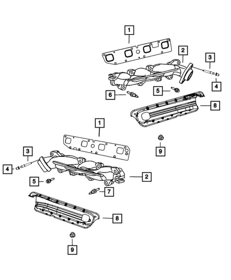 Новый подлинный выпускной коллектор Mopar в сборе справа (2009-2023) оригинальный 53013848ag - Изображение 4 из 4