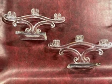 VTG Viking Glass Martinsville Triple Taper Candelabra Candle Holder Set of (2)