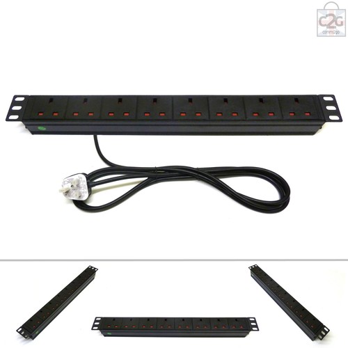 19" 8 Way UK Mains Power Distribution Strip Unit Extension PDU Data Rack Cabinet - Picture 1 of 5