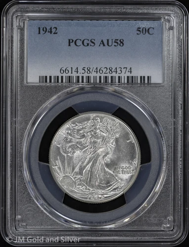 1942 50C Walking Liberty Silver Half Dollar PCGS AU 58 | About Uncirculated