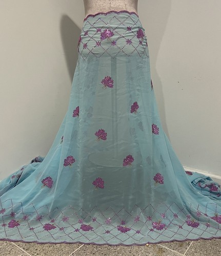 "Tela de gasa con lentejuelas multicolores bordada rosa azul marino de 3 yardas de ancho 40""" - Imagen 3 de 5