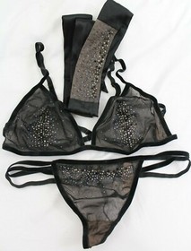 NEW Victorias Secret Boxed Set Bralette Thong Blindfold SWAROVSKI sz Large