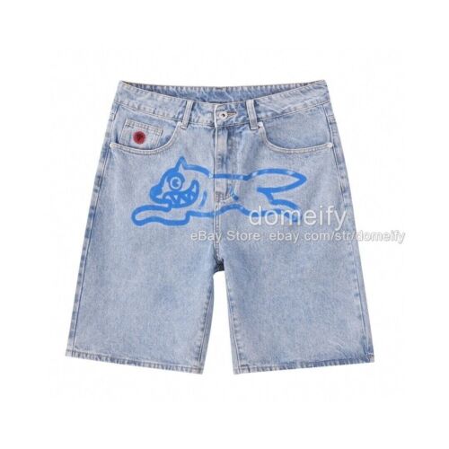 Bbc Icecream Denim Shorts Dark Blue/white Classic Run Dog Jeans Summer Mens - Picture 23 of 25
