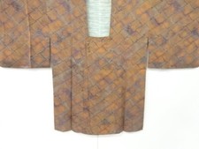 7280160: JAPANESE KIMONO / VINTAGE MICHIYUKI COAT / SILK / ROOF TILES