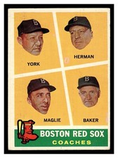 1960 TOPPS RED SOX COACHES #456 YORK HERMAN BAKER MAGLIE MID HIGHER GRADE