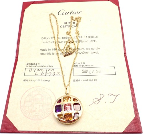 Cartier Pasha 18k Yellow Gold Amethyst Citrine Garnet Tourmaline Necklace Cert. - Picture 5 of 12