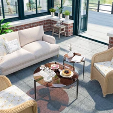 Clear Glass Side Table Small Coffee Table Round End Table Bedroom Living Room