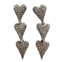 New Silver Rhinestone Dangle Tiered Heart Earrings Claire  s Sensitive Solutions