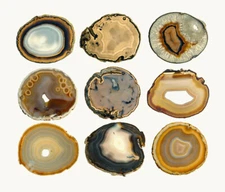 Set of 6 Natural Agate Slab drink coaster sized slices for use as drink coasters