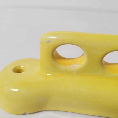 Vintage Toothbrush Shaped Yellow Glazed Chalkware Brush Holder - Picture 6 of 11