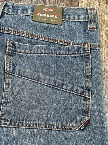 VINTAGE Kick Back Jeans Mens 34x32 Baggy Straight Leg Y2K Blue Jeans KickBack - Picture 16 of 22
