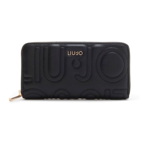 Portafogli da donna LIU JO Zip Around Linea MANHATTAN colore NERO SCONTO 30%