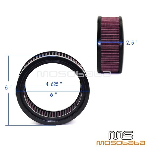 6" Round Blue Air Filter Cleaner For Harley Softail Touring Breakout FXSB Suzuki - Picture 2 of 9