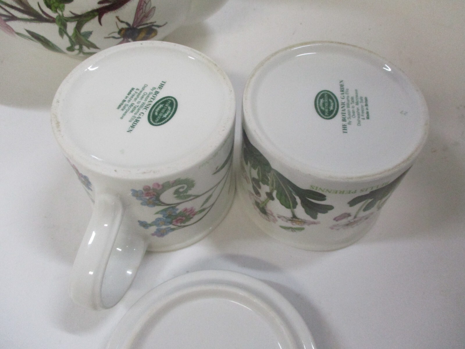 Portmeirion Botanic Garden three-piece tea set teapot creamer sugar