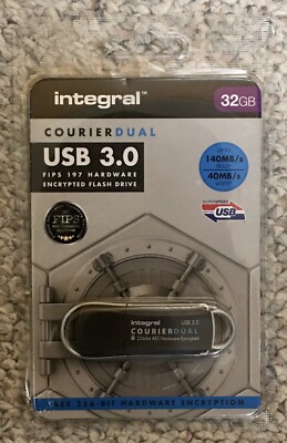 Integral Courier Dual 32GB USB 3.0 FIPS 197 Hardware Encrypted Flash Drive NOS