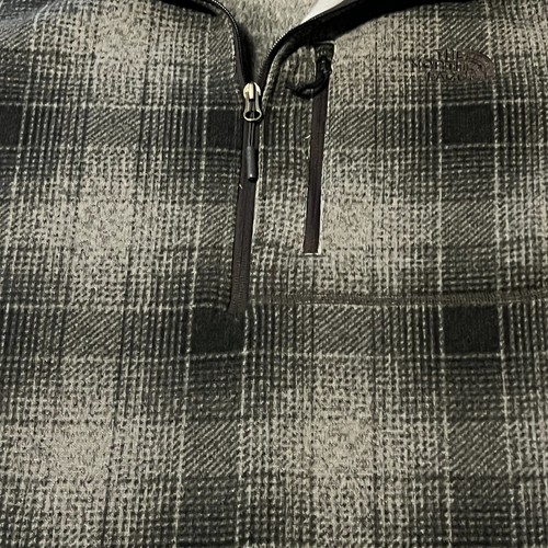 The North Face Jacket Mens Sz 2XL Gray Plaid Gordon Lyons 1/4 Zip Fleece Flannel - Picture 2 of 11