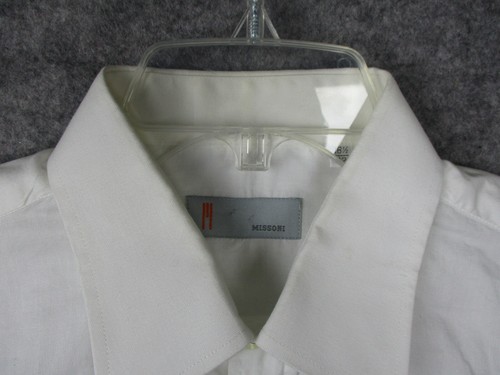 M Missoni Dress Shirt Mens 16 1/2 42 White Cotton French Cuff Pocket Collar - Picture 3 of 18
