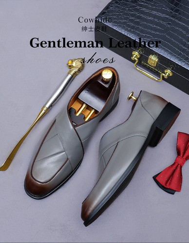 Zapatos británicos retro de negocios formales de cuero de vaca coreanos informales para bodas - Imagen 8 de 26