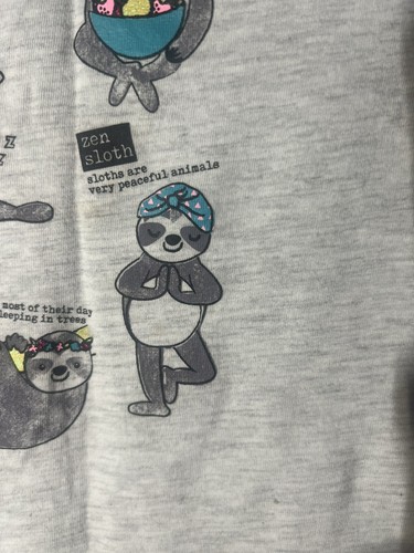 Falls Creek Girls Size M 7/8 Sloth Tshirt Grey - Picture 5 of 7