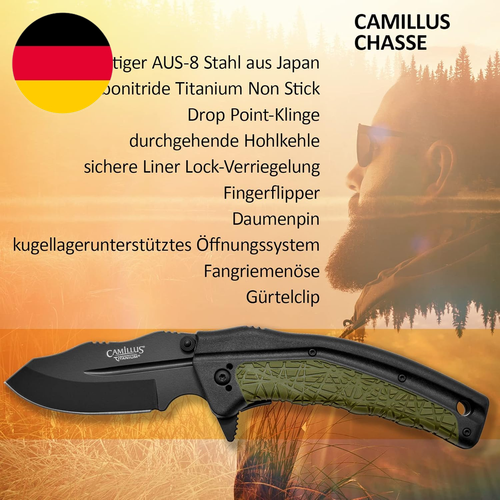 Camillus CHASSE Klappmesser, Einhandmesser Mit 7,6 Cm Klinge Mit Carbonitride Ti - Bild 6 von 12