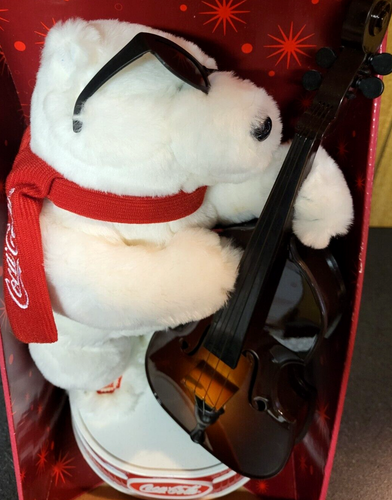 Coca-Cola Animated Jazz 14" Polar Bear Plush Toy~ Needs Batteries~ Read Below - Picture 2 of 9