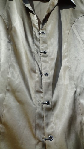 Harley Davidson Womans Long Sleeve Gold Sheen Button Up Med. Blouse VERY NICE - Picture 3 of 16