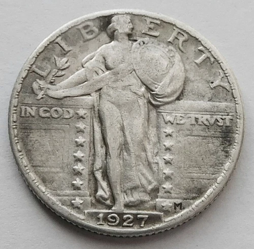 1927 Standing Liberty Silver Quarter VF/XF 25C coin