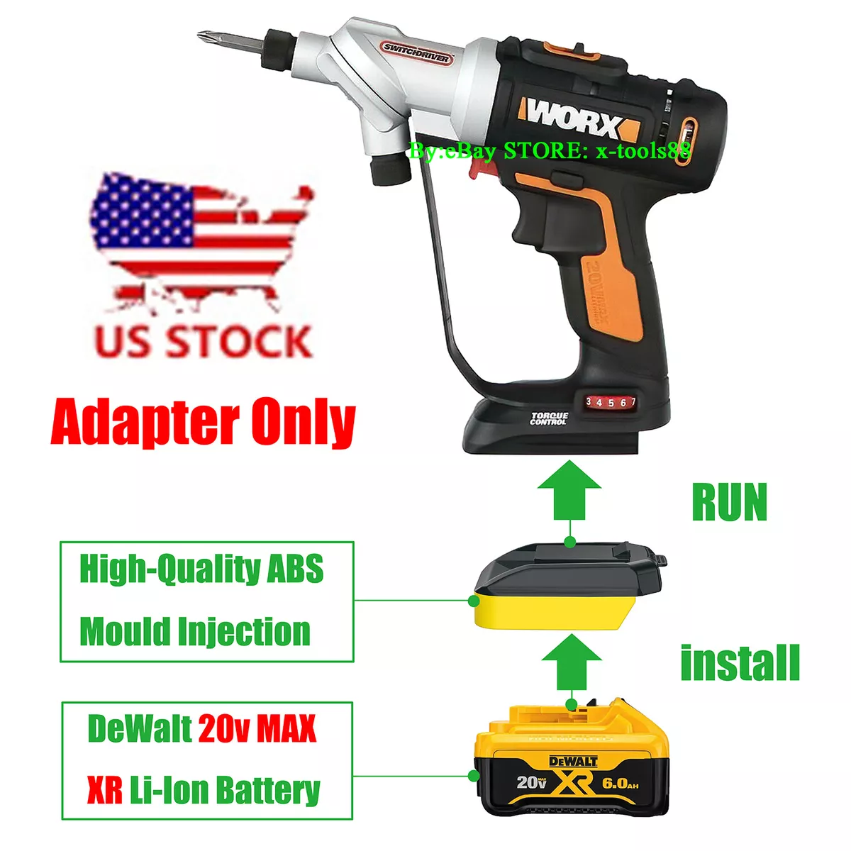 Use dewalt battery on worx online