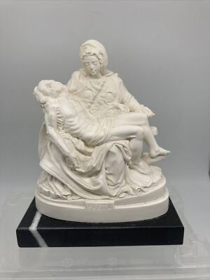 15910/ Skulptur Figur Alabaster Kunstguss  A. Giannetti Pieta Von Michelangelo