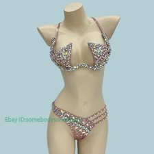 Carnival Pageant Broadway Showgirls Belly Dance Cosume Wire Bra Panties