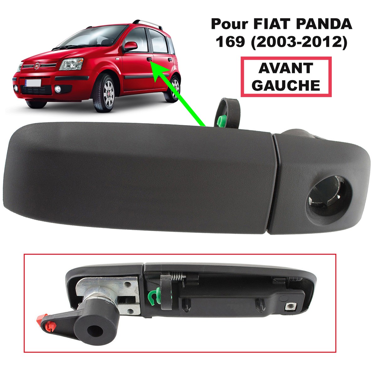 POIGNEE DE PORTE AVANT GAUCHE pour FIAT PANDA 169 735371236