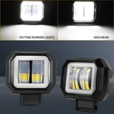 2X 3inch LED Work Light Bar Pods Halo DRL Lamp Spot Fog Driving Offroad ATV 4WD