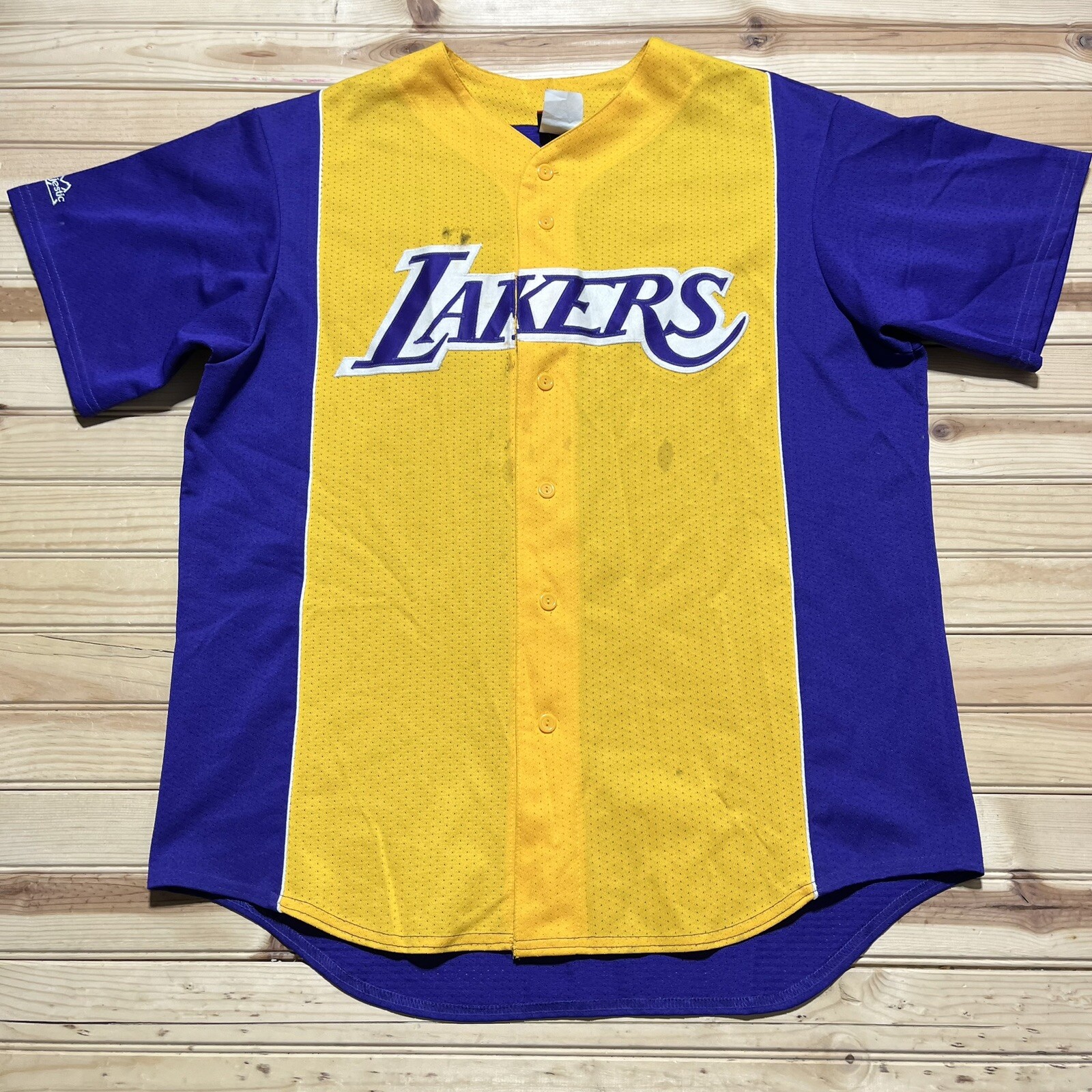 Vintage Los Angeles Lakers Button Warmup Shooting Jersey Shirt Size XL - USA