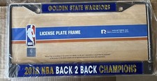 Golden State Warriors NBA Back To Back Champs Chrome License Plate Frame 2017-18