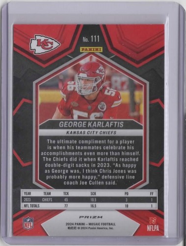 2024 Panini Mosaic Silver #111 George Karlaftis - Picture 2 of 2