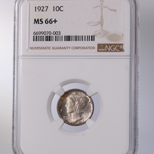 Mercury 10C 1927 con certificación NGC MS66+ superficies originales - Imagen 2 de 4