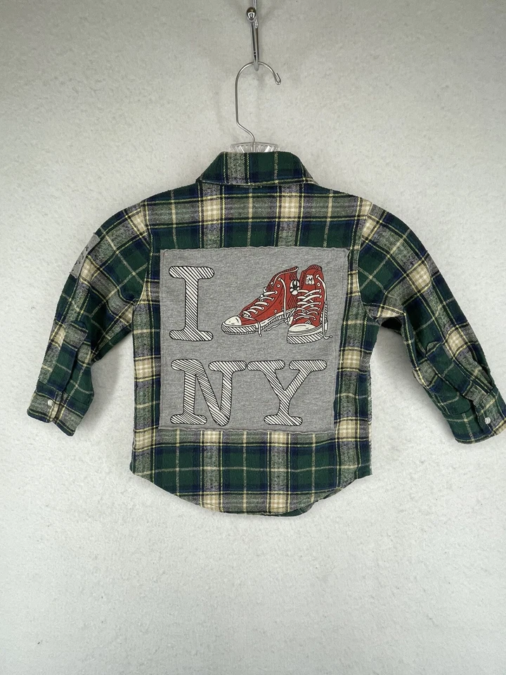 MONSTER REPUBLIC BOYS SHIRT GREEN PLAID YOUTH SZ 4 COTTON FLANNEL PEARL SNAP UP - Image 2 of 4