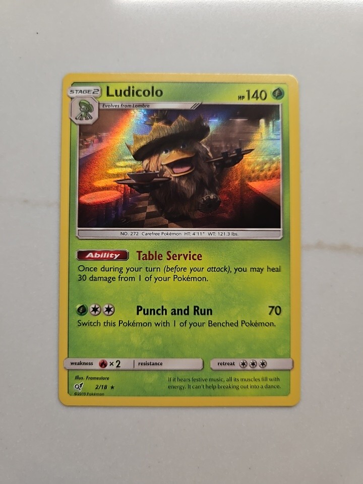 Pokemon Ludicolo 2/18 Detective Pikachu Holo Rare Card Sun & Moon Mint
