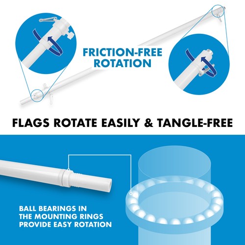 NEW G128 American USA Flag & Flagpole, 6FT White Pole and 3x5FT SPUN Flag - Picture 9 of 9