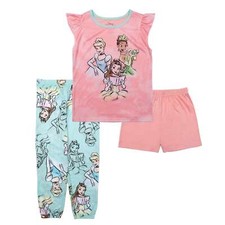 Disney Princess Pajamas Set Shirt Pant Short Girls 4 6 8 Tiana Belle Cinderella