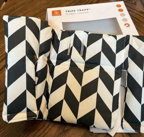 Tripp Trapp Classic Cushion Black White Chevron One Piece Only New Box