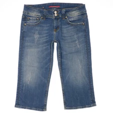 Vigoss Capri Jeans 11 Distressed Low Waist Blue Juniors Measures 32 x 17.5