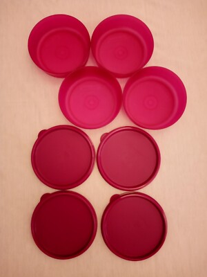 Tupperware Little Wonders Bowls Seals 6 oz Snack Cups Radish Purple Set of 4 NEW