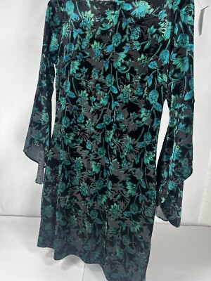 The Limited Collection Dress Burnout Paisley Velvet Bell Sleeve Witchy Small S