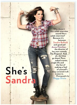 Sandra Bullock Flexing Tight Jeans Boots Belly Button magazine CLIPPING photo