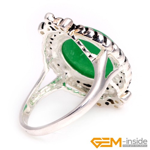 Natural Gemstone Jade Jewelry Charms Rings Marcasite Beads Tibetan Silver #7-#8 - Picture 20 of 42