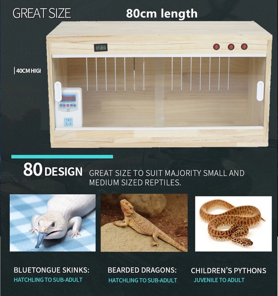 Premium Holz Reptiliengehege Reptilientank Glasterrarium 80x40x42cm DE - Bild 3 von 4