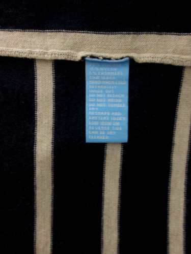 J. McLaughlin OS Viscose Nylon Cashmere Black Ivory Striped Poncho - Picture 8 of 8