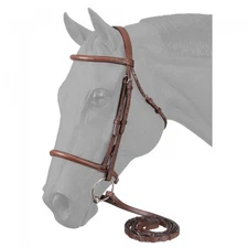 Equiroyal Lt. Chestnut Horse Size Leather Snaffle Bridle w/Lace Reins 22-9556